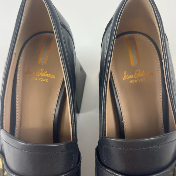 Sam Edelman Quinly Leather Slip On Chunky Block Heel Loafers Kilty Pumps 7.5M - Picture 12 of 13
